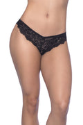 "Cage Back Galloon Lace Boyshort With Wrap  Around Elastic Detail - Large/extra Large - Black OH-24-10653-BKLXL"