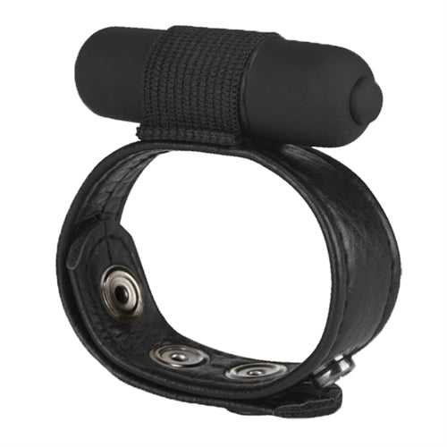 "The Macho Collection Snap-on Vibro Cock and Ball Strap - Black NW2477"