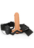 "Vibrating Hollow Strapon Without Balls 6 Inch - Balls 6 Inch - Tan SH-REA138TAN"