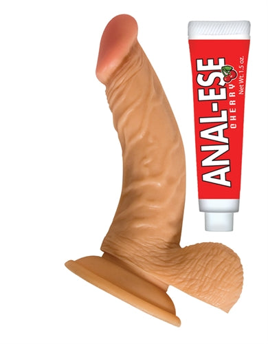 "All American Whoppers 6.5-Inch Curved Dong With Balls Lube -Flesh NW2448"