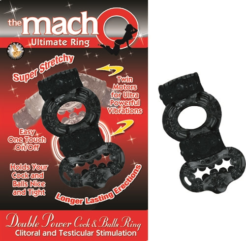 "The Macho Collection Double Power Cock and Balls Rising - Black NW2257-3"