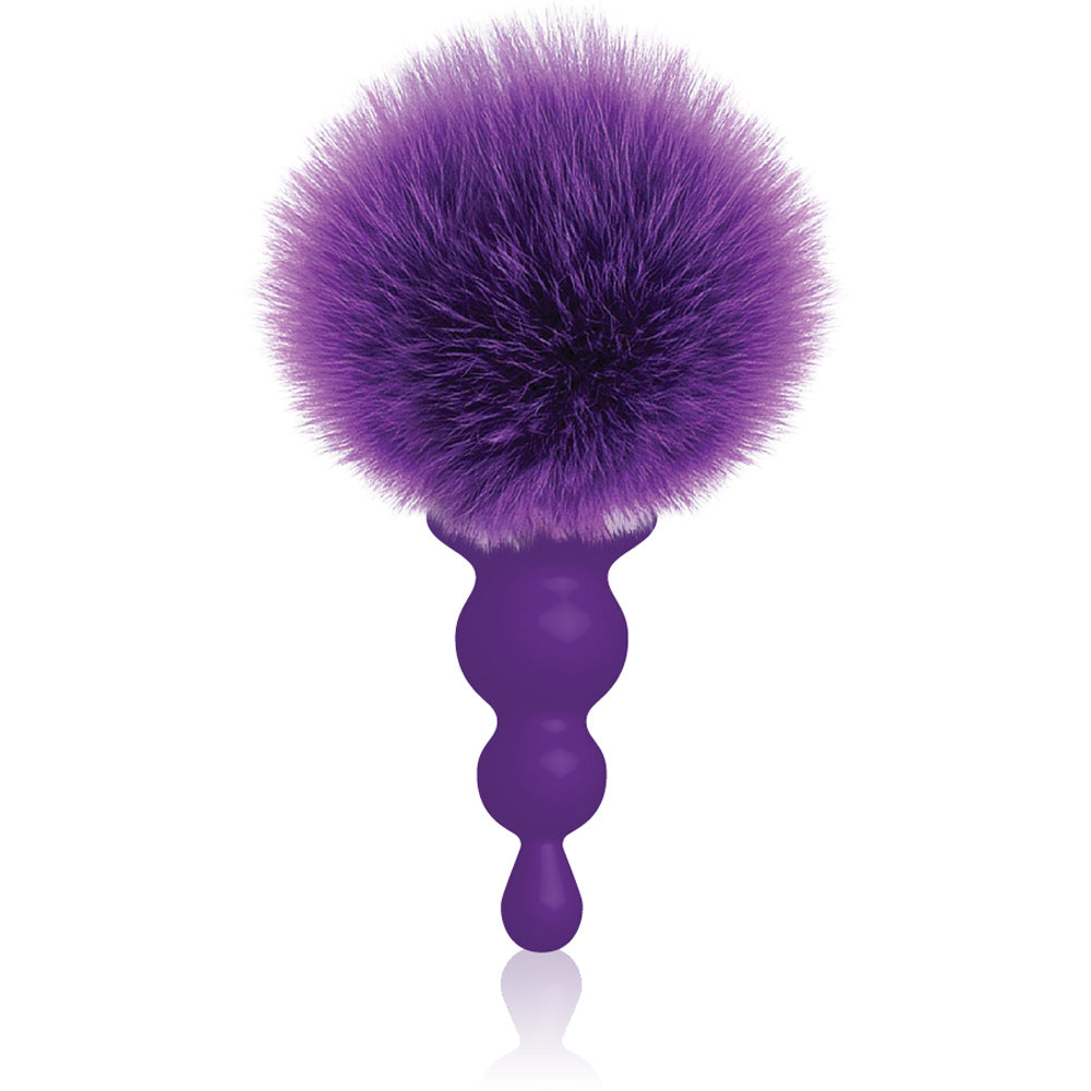 "The 9's Cottontails Silicone Bunny Tail Butt Plug  - Beaded Purple IC2689"