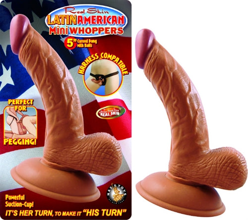 "Latin American Mini Whoppers 5-Inch Curved Dong  With Balls - Latin NW2392-2"