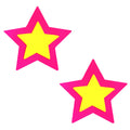 "Pink Double Star Burst Neon Blacklight Starry  Nights Nipztix Pasties NN-PDS-STR-NS-NBL"