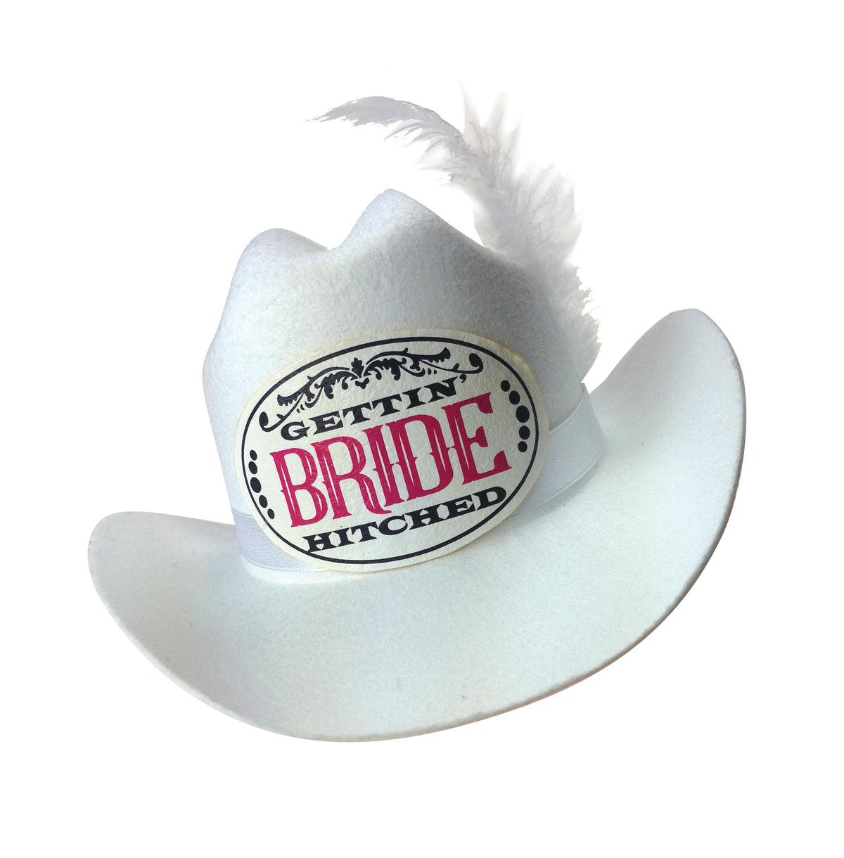 "Gettin' Hitched Clip-on Cowgirl Bride Party Hat LG-NVC056"