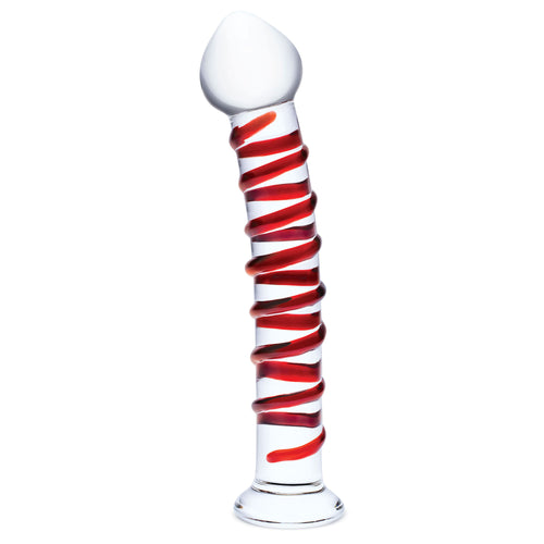 "10 Inch Mr. Swirly Dildo - Red/clear GLAS-508"