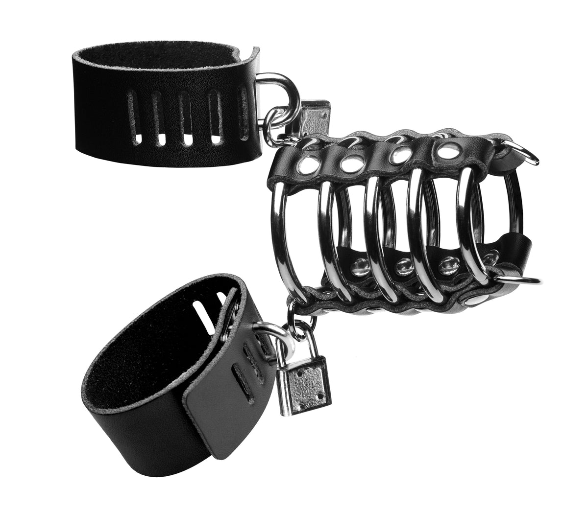 "5 Ring Chastity Device With Cock & Ball Strap STR-AE999"