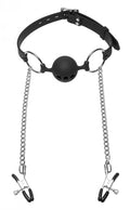 "Hinder Silicone Breathable Ball Gag and  Nipple Clamps MS-AD699"
