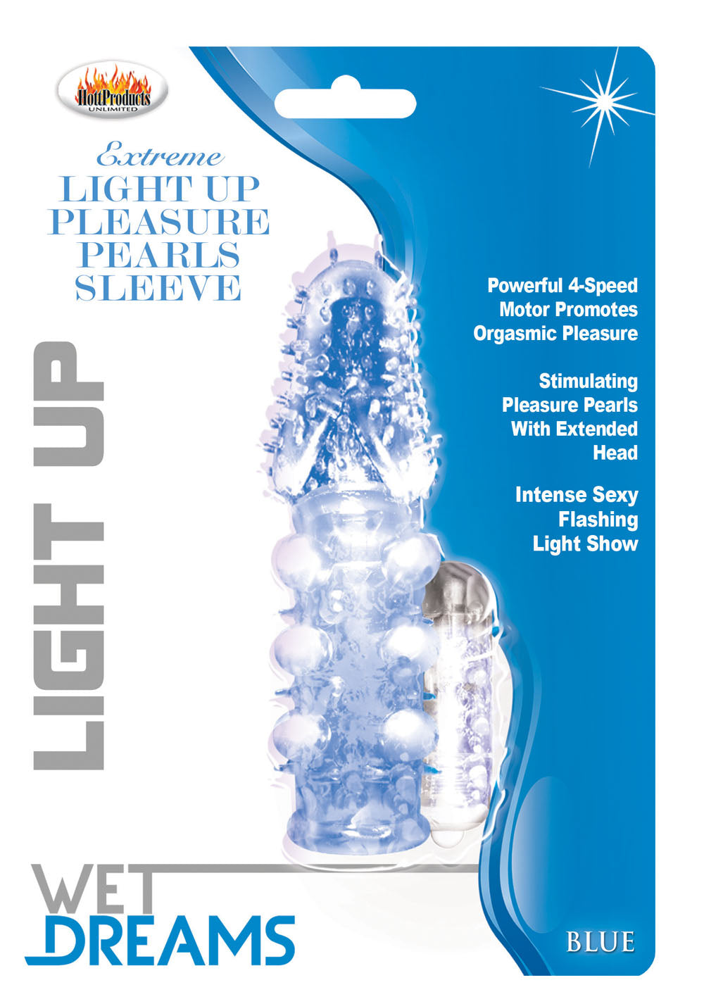 "Light Up Extreme Pleasure Pearls Sleeve - Blue HTP2786"