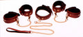 "6 Piece Burgundy Bondage Set Burgundy Cuffs,  Collar and Leash MS-AG883-BUR"