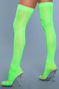 "Opaque Nylon Thigh Highs - Neon Green - One Size BW-1932NGRN"