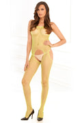 "Industrial Net Suspender Bodystocking  - One Size - Lime RR-7002-LIM"