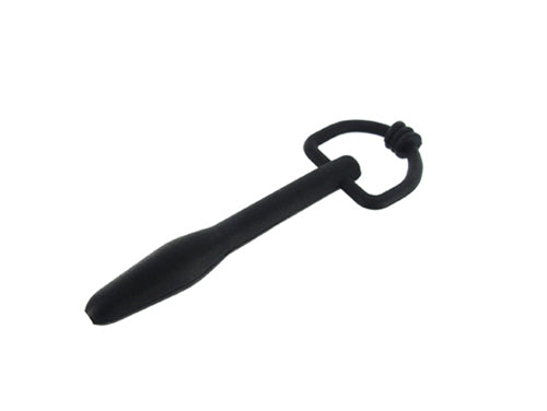 "Silicone Cum Thru D Ring Penis Plug - Black MS-AB946"