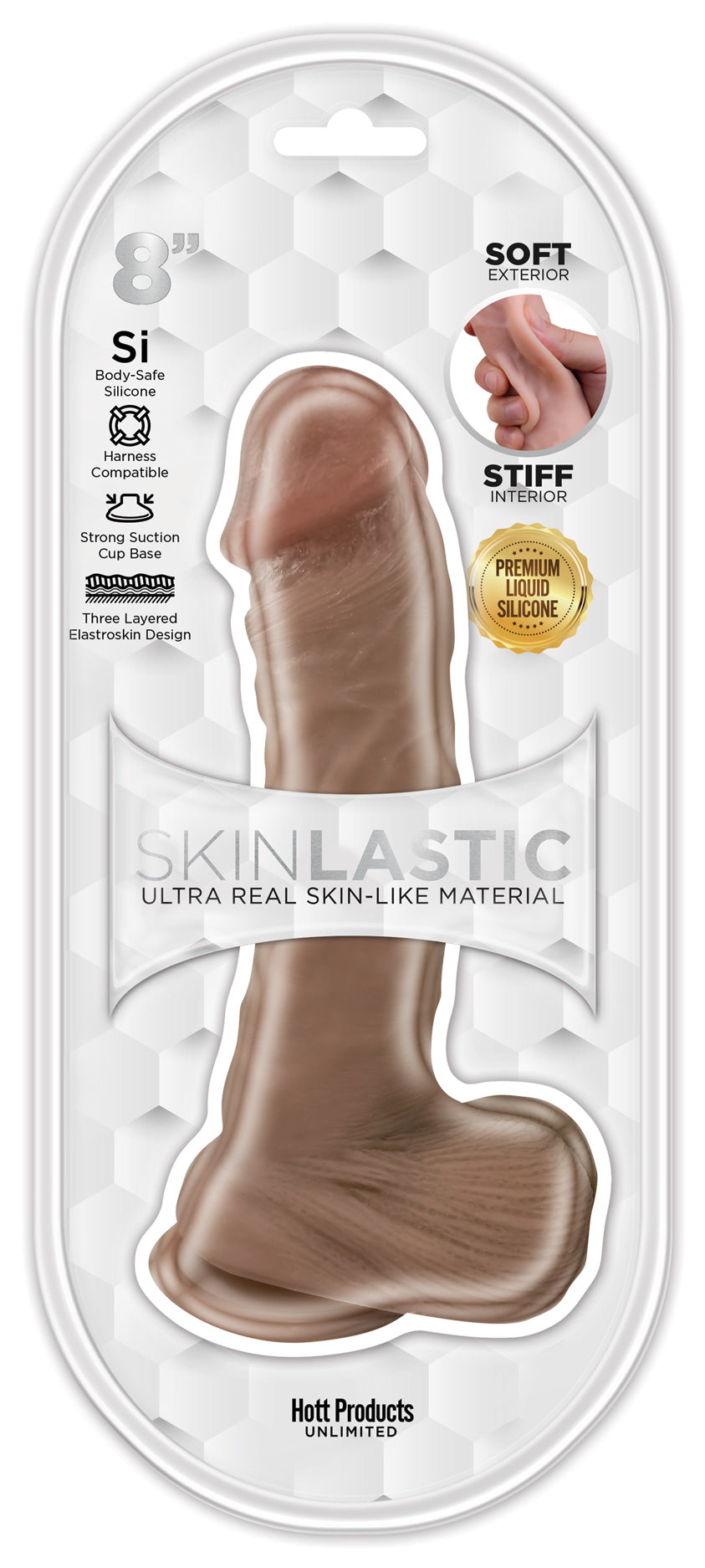 "Skinsations - Skinlastic - Sliding Skin Dildo   - 8-Inch With Suction Base HP3369"