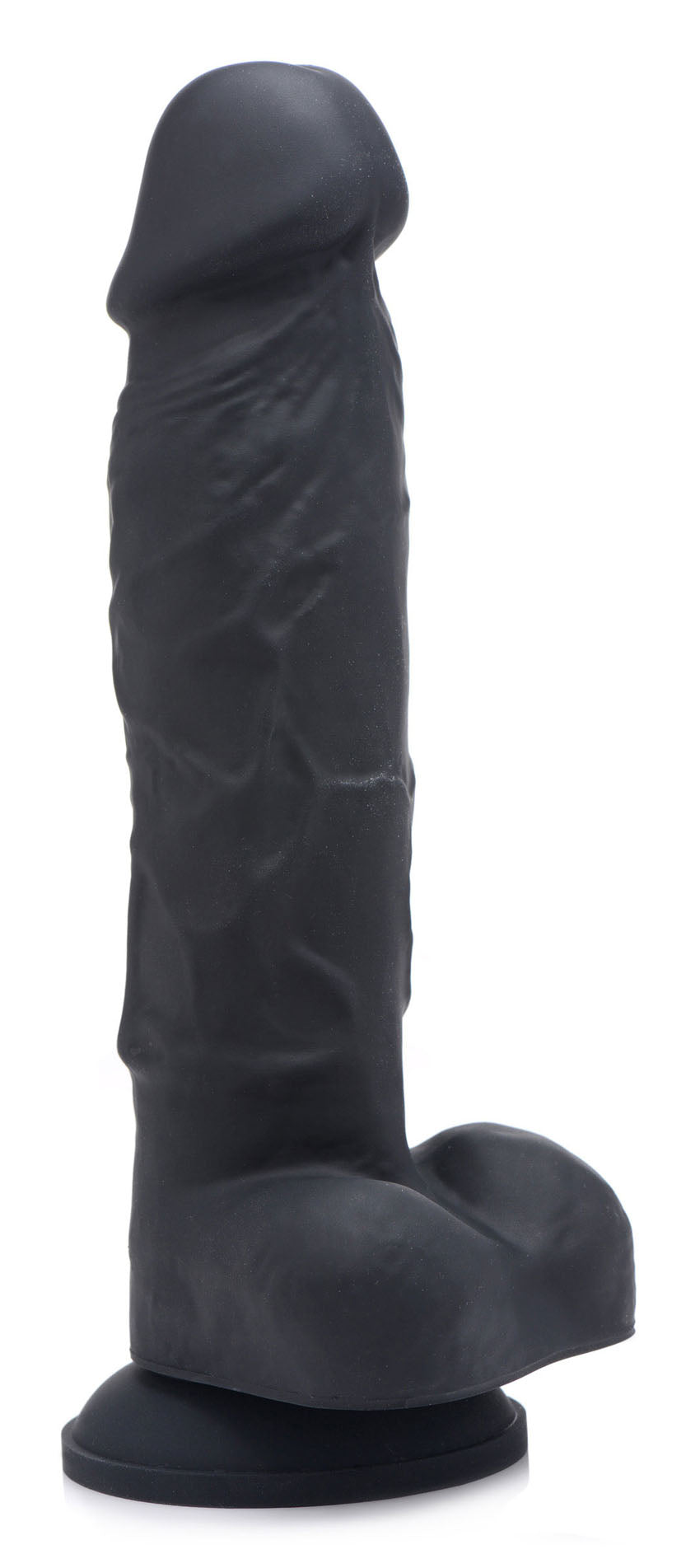 "Power Pecker 7 Inch Silicone Dildo With Balls - Black SU-AG371BLK"