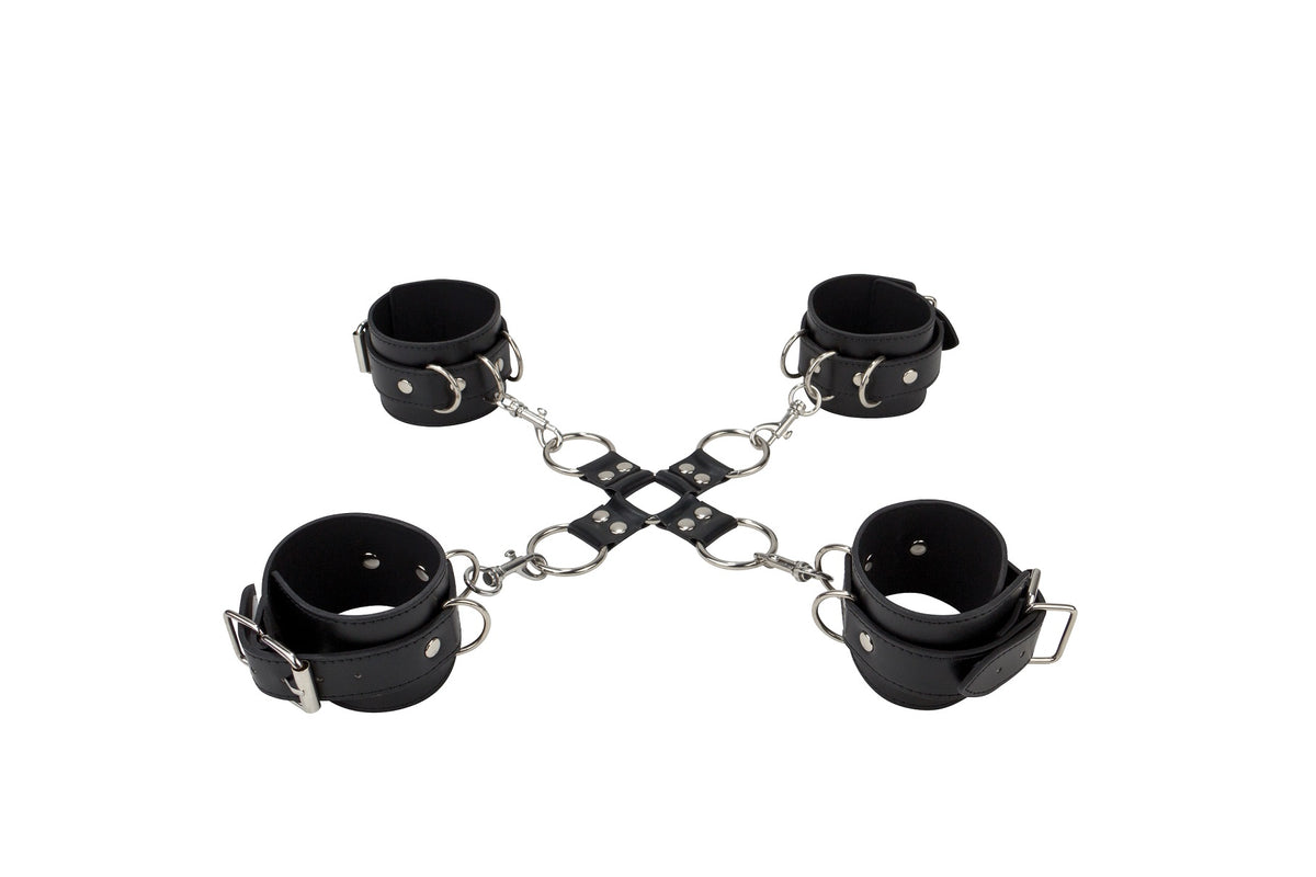 "Leather Hand and Legcuffs - Black OU-OU050BLK"