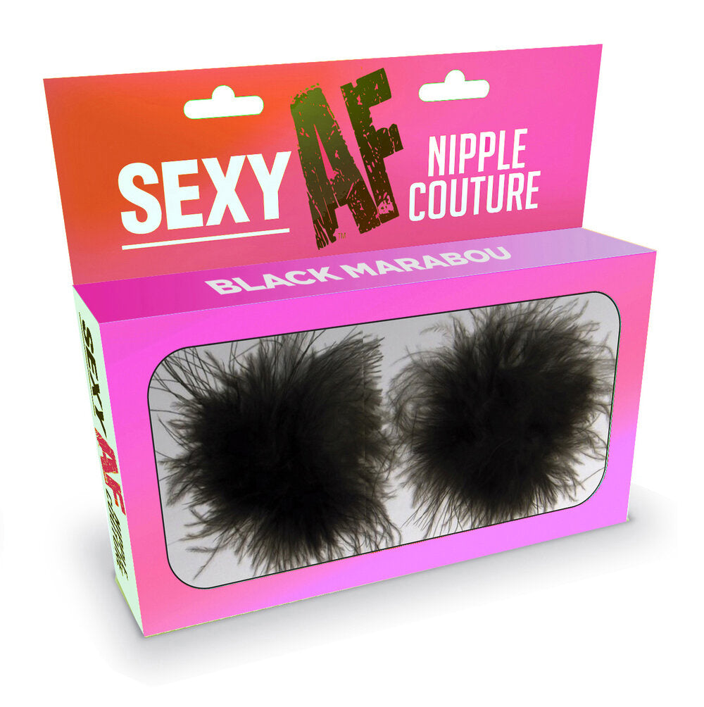 "Sexy Af Nipple Couture  Black Marabou LG-NV205"