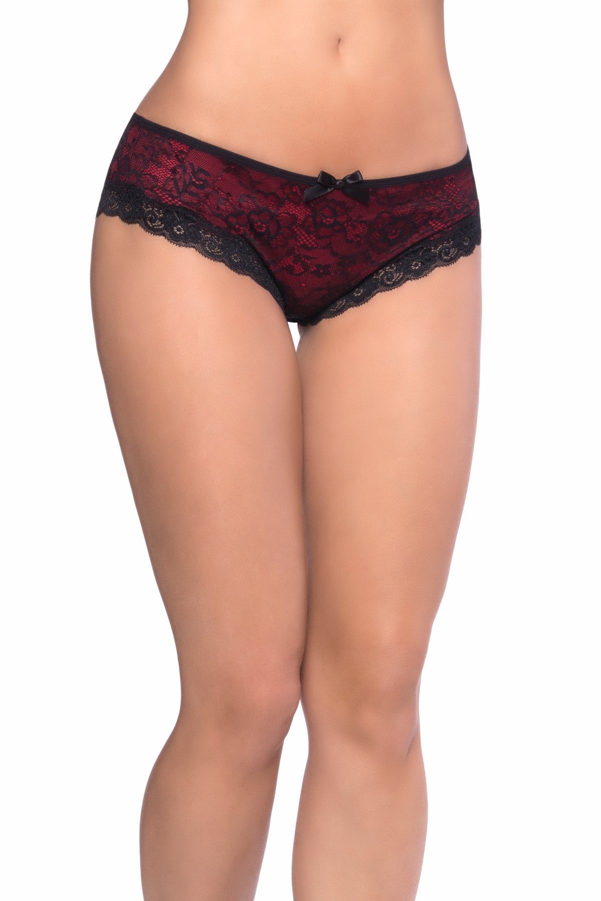 "Cage Back Lace Panty - 3x4x - Black/red OH-2028X-BKRD3X4X"