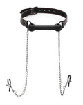"Silicone Bit Gag With Nipple Clamps STR-AF651"