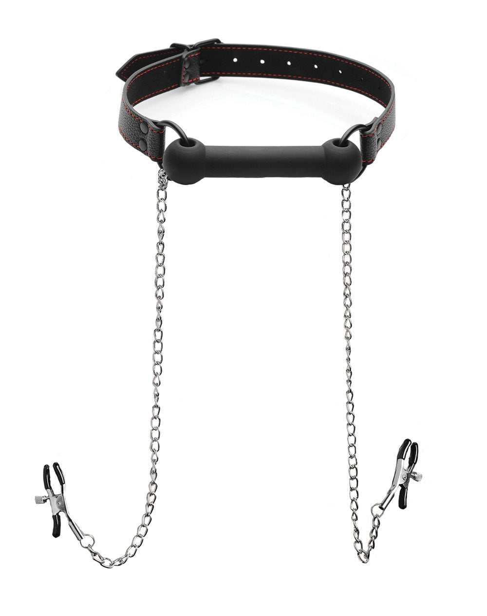 "Silicone Bit Gag With Nipple Clamps STR-AF651"