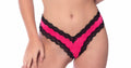 "Satin Front High Leg Panty With Lace  Edges and Mesh Back - Large - Bright Rose/black OH-23-10543-BRSBKL"