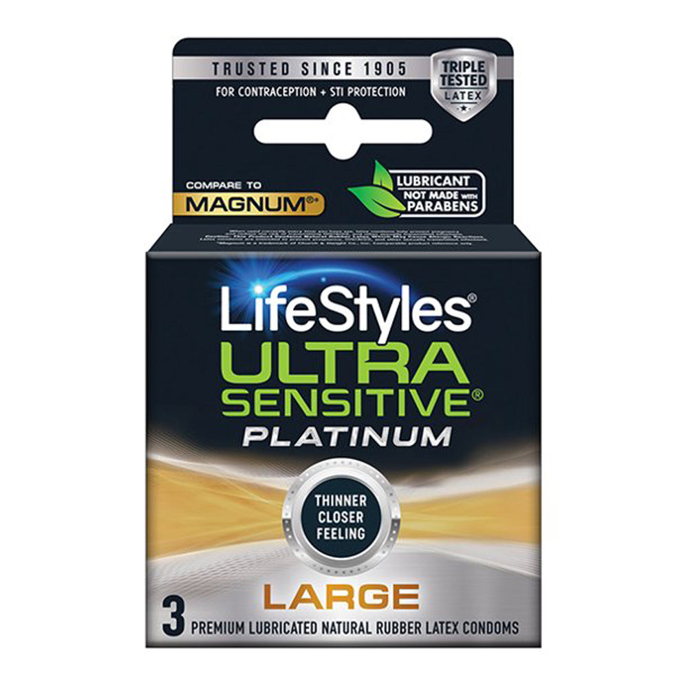 "Lifestyles Ultra Sensitive Platinum Large - 3 Pack LS3008"