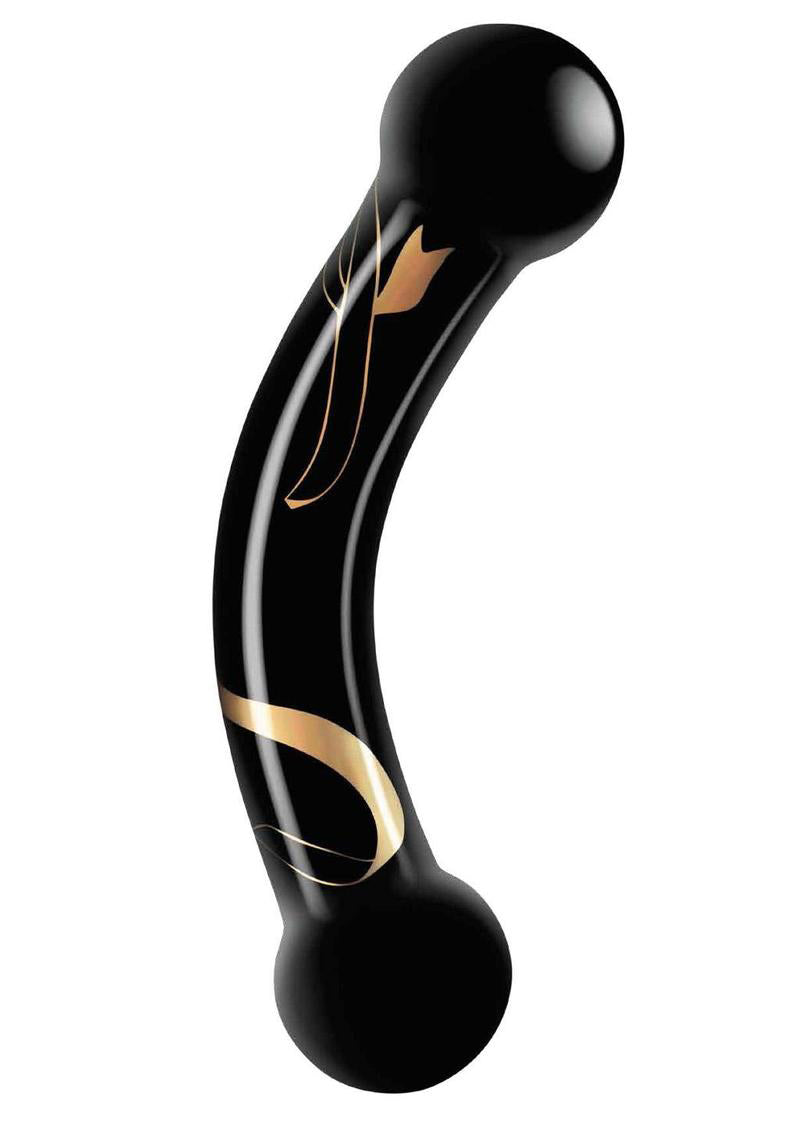 "Secret Kisses - 5.5 Inch Handblown Glass Double  Ended Dildo - Black SK-3008"