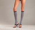 "Striped Nylon Stirrup Knee Highs - Black/ White -  One Size BW-651"
