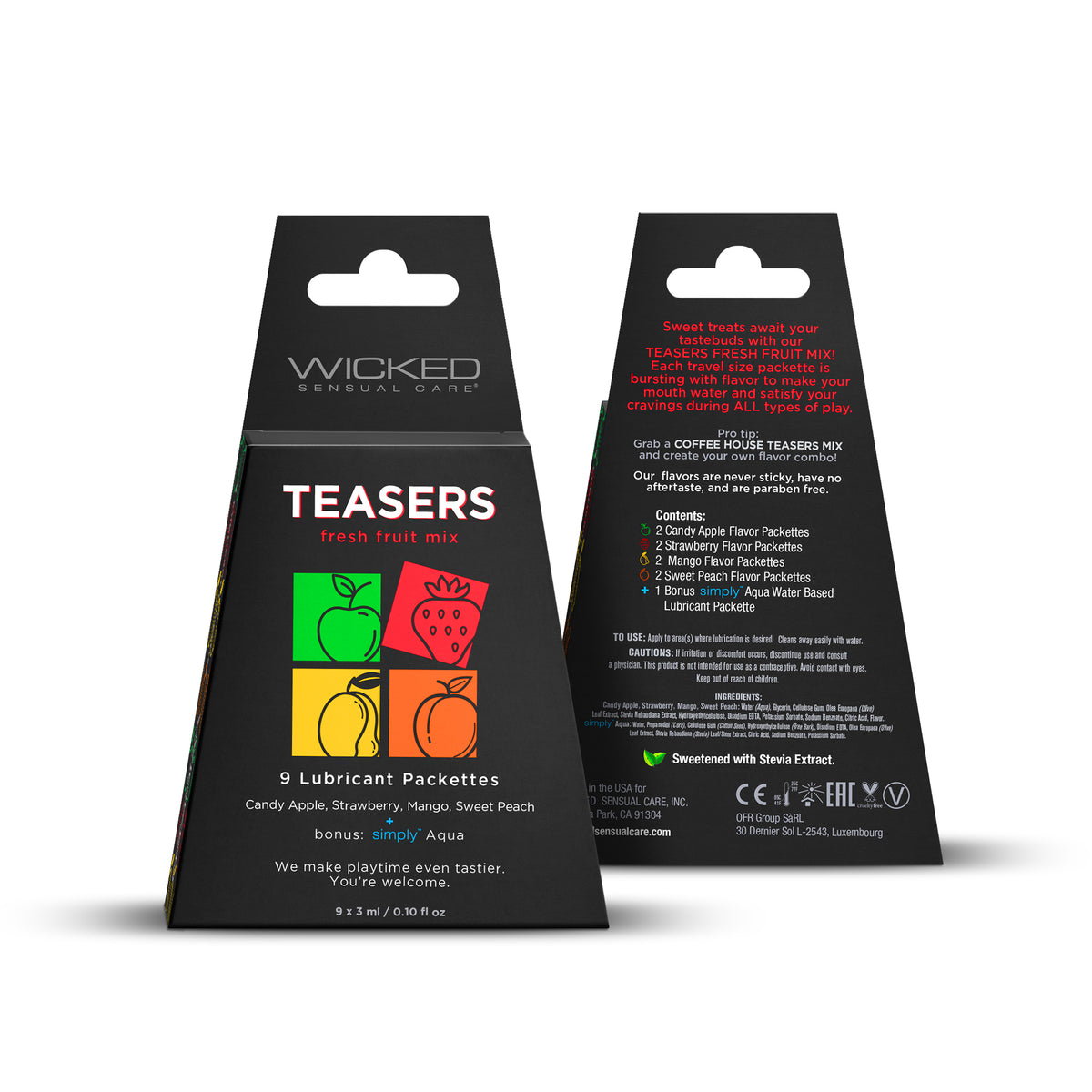 "Teasers Fresh Fruit Mix - 9 Lubricant Packettes -  2 Each WS-99600"
