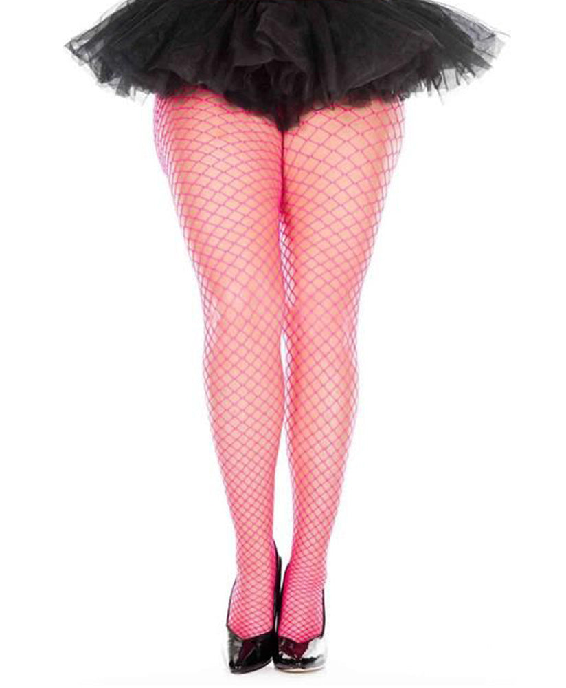 "Mini Diamond Net Spandex Pantyhose - Queen Size - Hot Pink ML-9030Q-HTPNK"