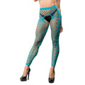 "Front Mesh and Side Design Crotchless Leggings - One Size - Turquoise BH-69579SD-TR"