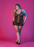 "Sexy Time Chemise and G-String Set - Black - 1x-3x MS-M198BLK2XL"