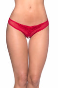 "Crotchless Thong With Pearls - One Size - Red OH-2066-RDOS"
