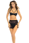 "3 Pc Bra and Apron Set - Small/medium - Black RR-53039BLKSM"