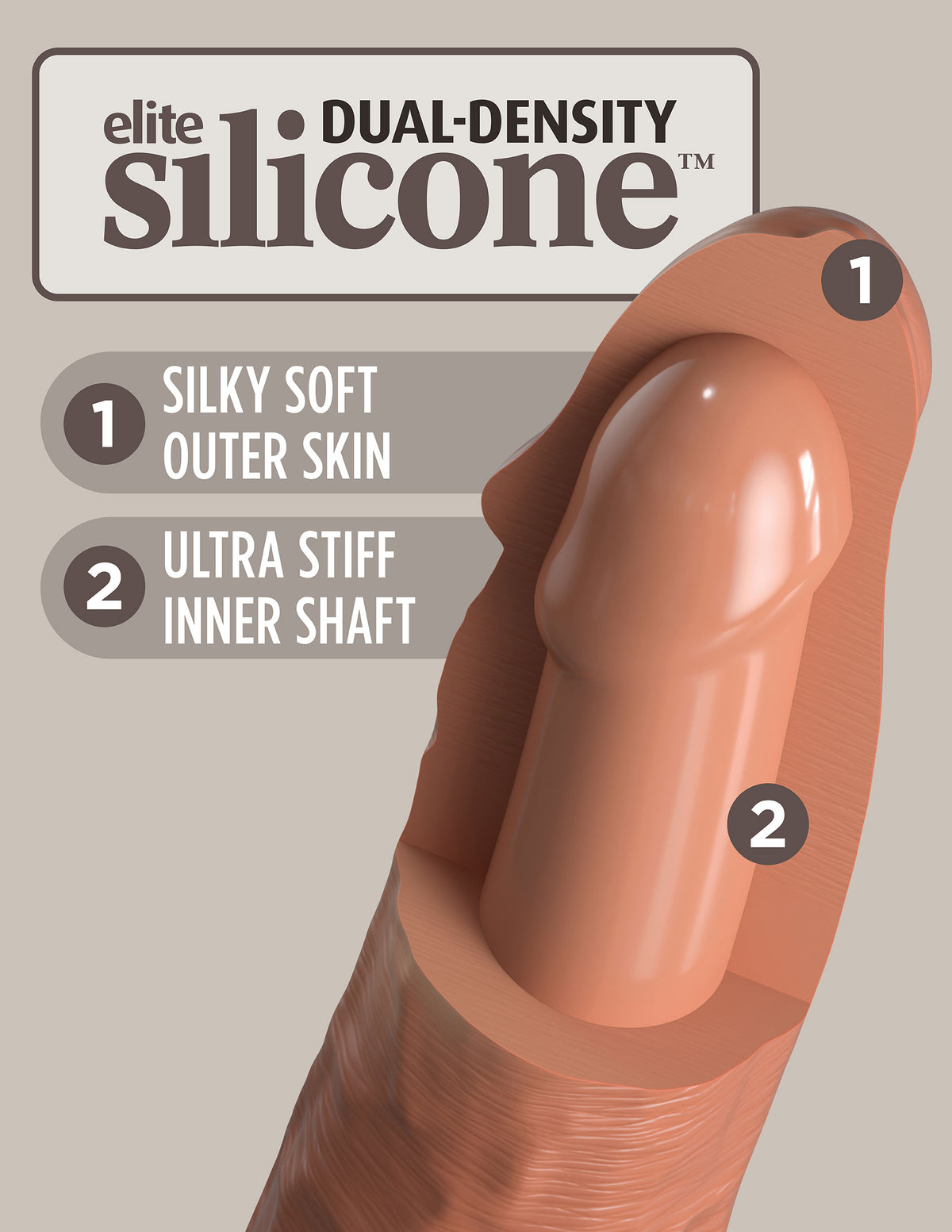 "8 Inch Dual Density Vibe Silicone Cock - Tan Cock - Tan PD5778-22"