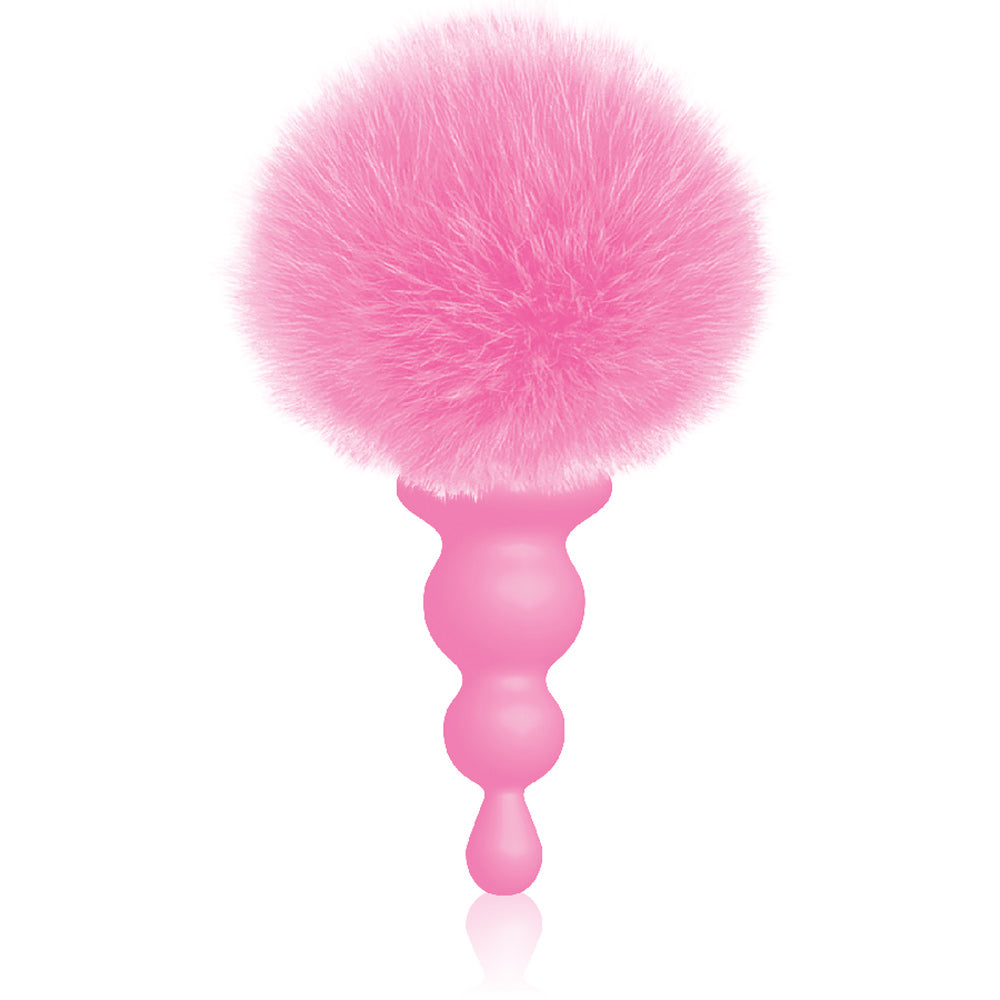 "The 9's Cottontails Silicone Bunny Tail Butt Plug  - Beaded Pink IC2688"