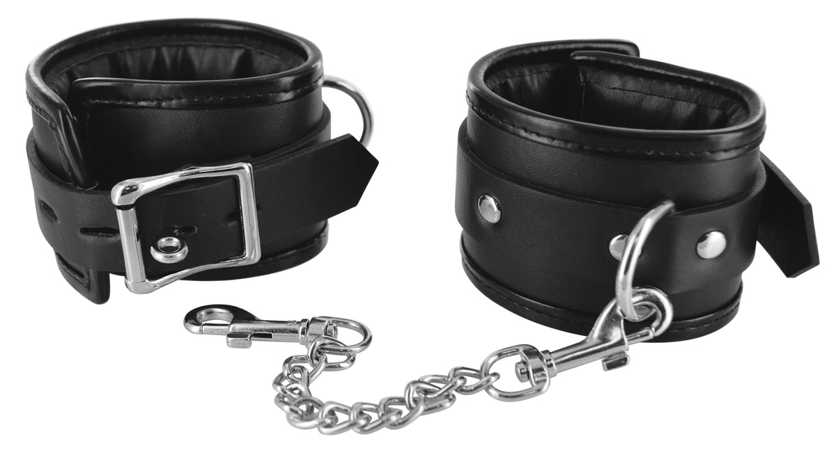 "Locking Padded Wrist Cuffs W/chain STR-AE423"