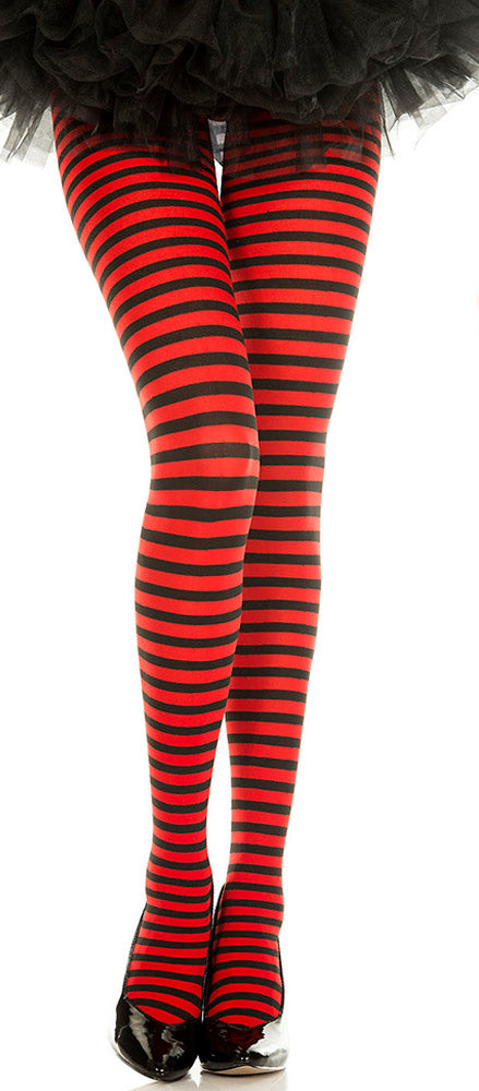 "Striped Tights - One Size - Black/red ML-7471-BLKRED"