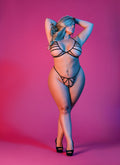 "Sexy Time - Strappy Bra and G-String Set - Black - 1x-3x MS-M190BLK2XL"