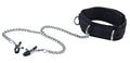 "Velcro Collar With Nipple Clamps - Black OU-OU671BLK"