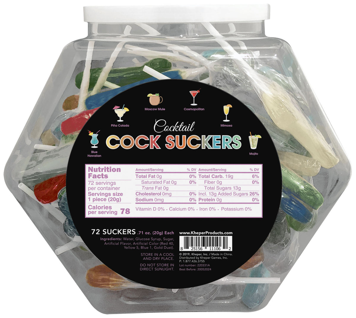 "Cocktail Cock Suckers Fish Bowl - 72 Suckers KG-NV100FB"
