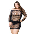 "Ladies Long Sleeve Mesh Dress - Black - 1x-4x BH-69563CD-BK"