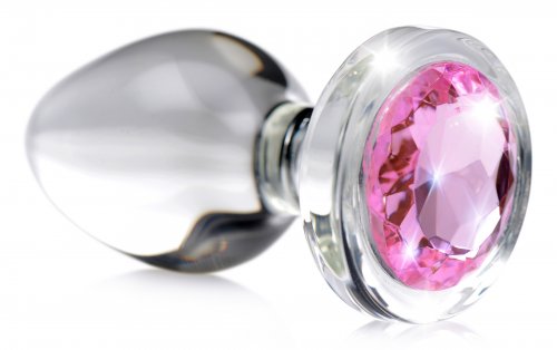 "Pink Gem Glass Anal Plug - Large BTYS-AG430-LRG"