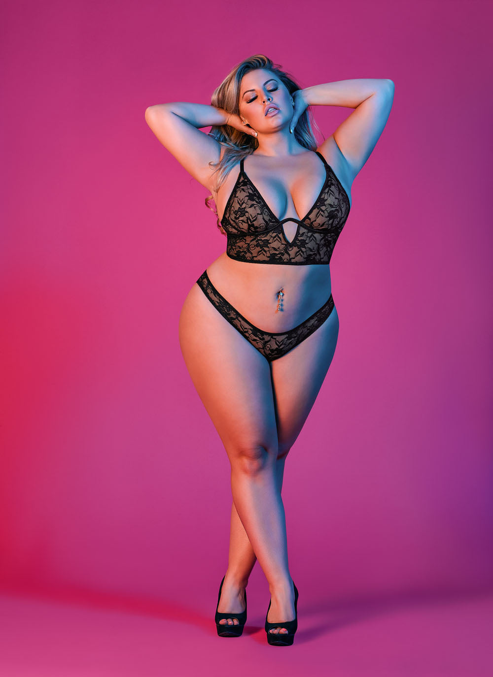 "Sexy Time Underwire Bralette and Panty Set -  Black - 1x-3x MS-M195BLK2XL"
