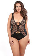 "Aliya Kissed by Lace Teddy - Queen Size - Black ALR-4-0802XK"