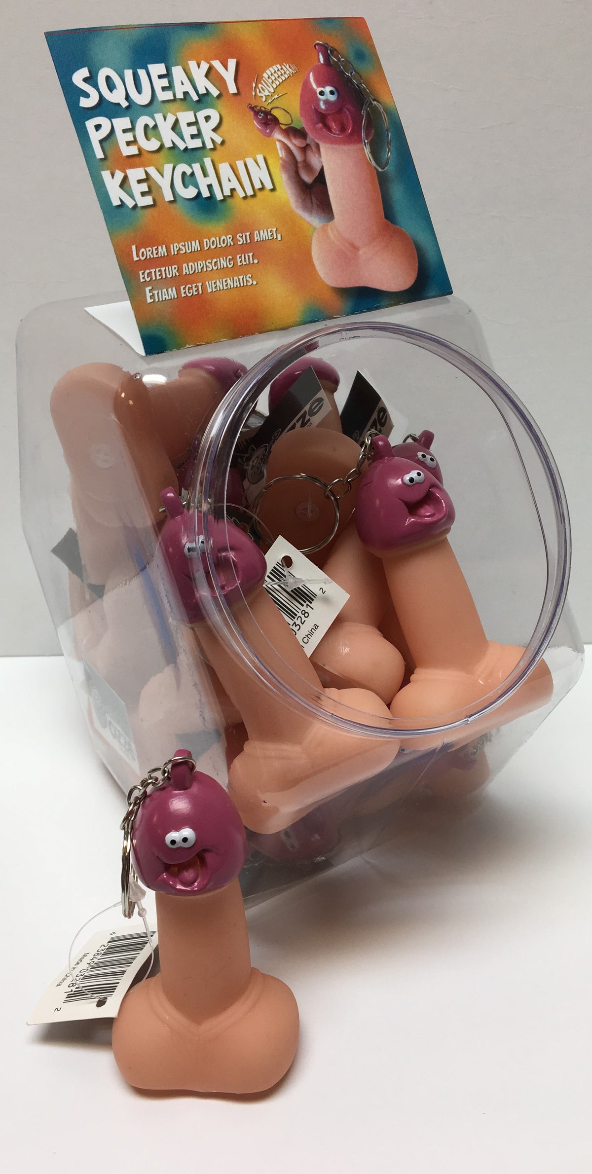 "Squeaky Pecker Keychain - 24 Count Bowl OZ-JAR-01D"