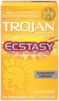 "Trojan Stimulations Ultra Ribbed Ecstasy Ultrasmooth - 10 Pack TJ94732"