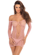 "Demure Long Sleeve Mini Dress - Rose - Small/  Medium RR-7087ROSSM"