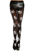 "Skull Print Tights - One Size - Black / White ML-37349BLKWHT"