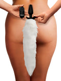 "Vibrating White Fox Tail Slender Anal Plug TZ-AG246"